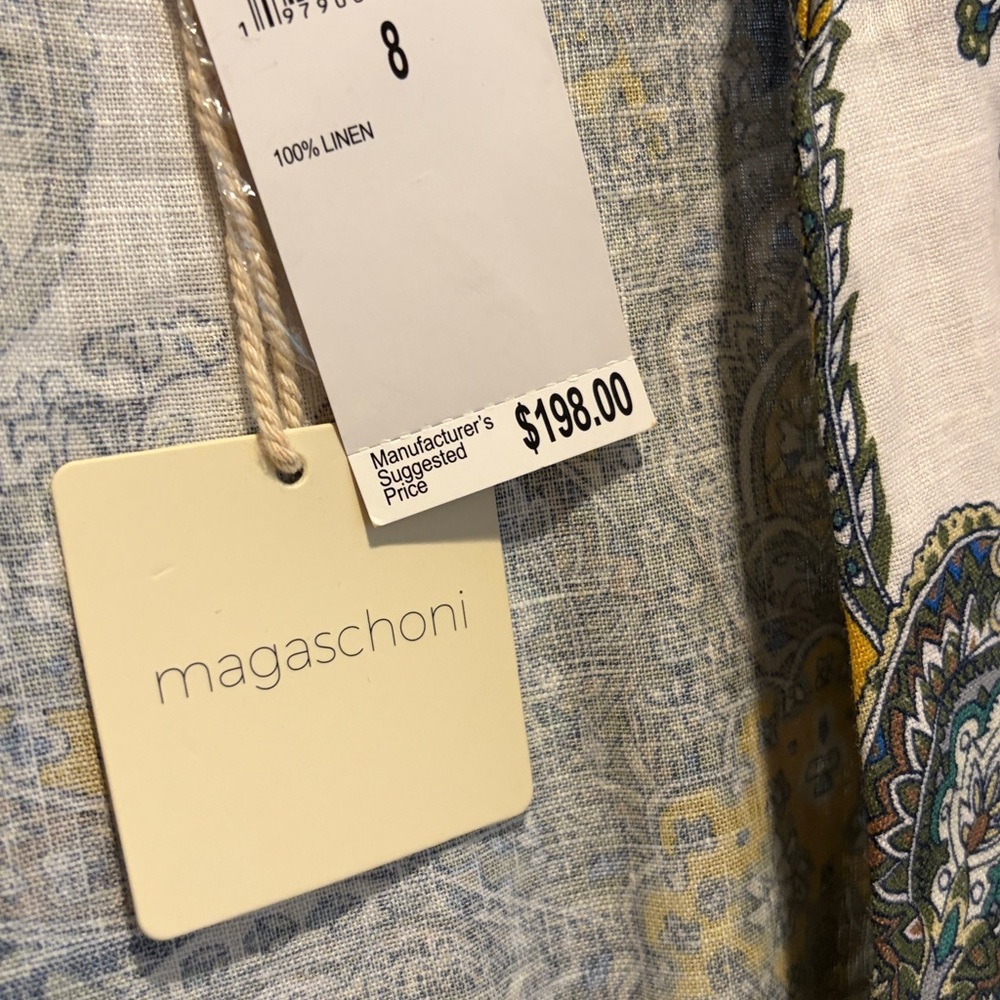 Magaschoni 100% Linen Paisley Wrap Dress | Size 8 | $198 Retail ✨ - Picture 2 of 3
